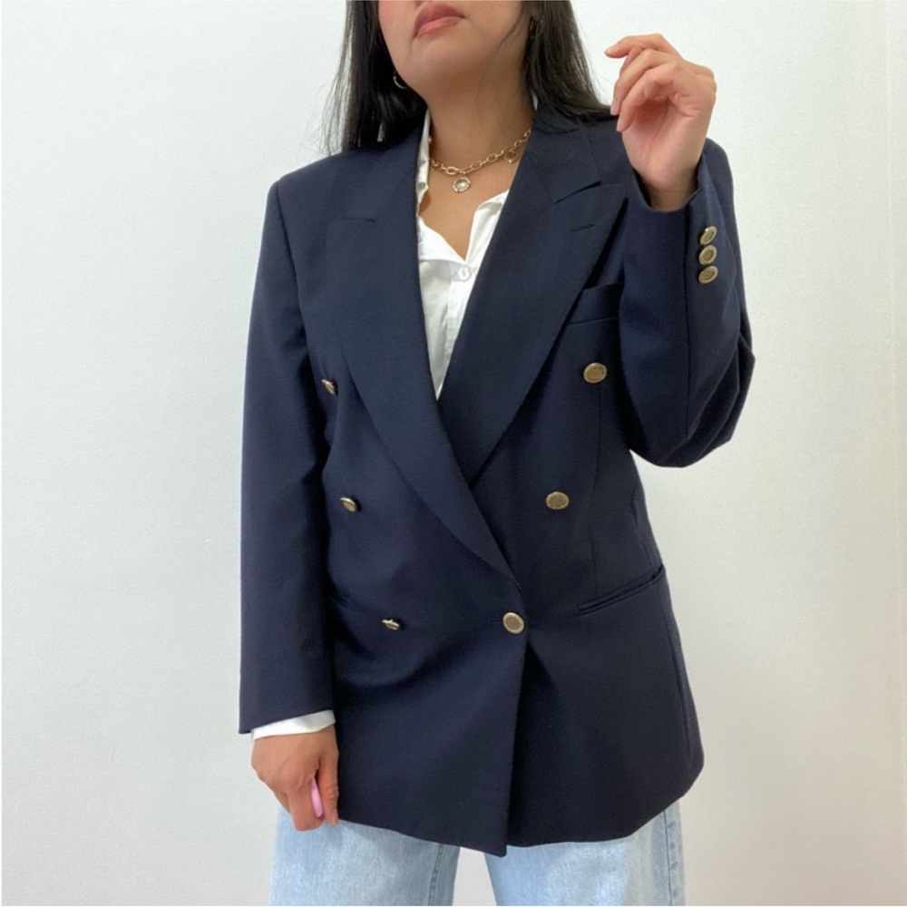 Vintage Oscar de la Renta Double Breasted Oversized Wool Blazer Unisex Old Money